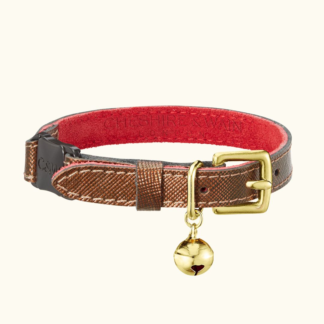 Red leather 2024 cat collar