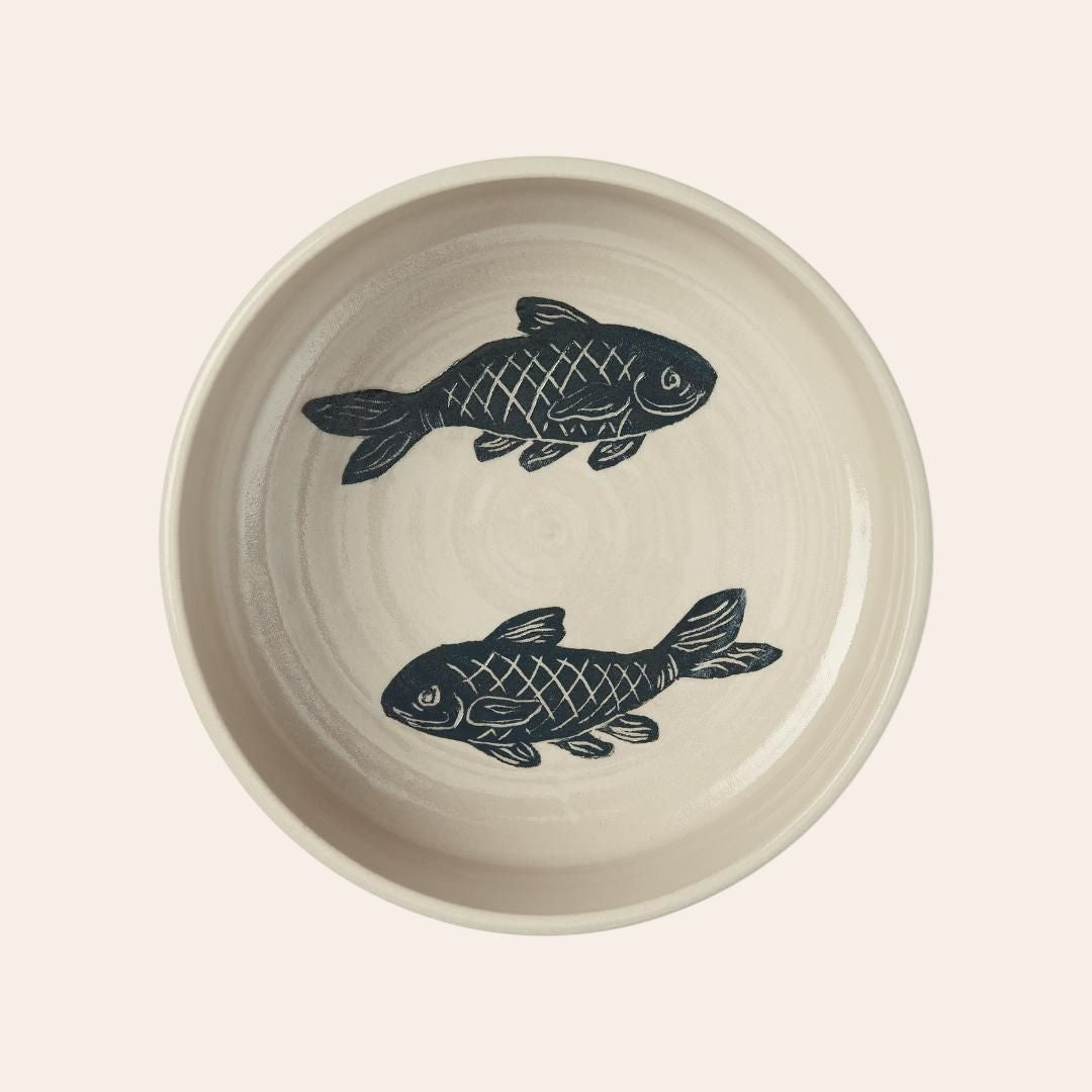 Koi Carp Large Stoneware Water Bowl - Cheshire & Wain x Kate Welton