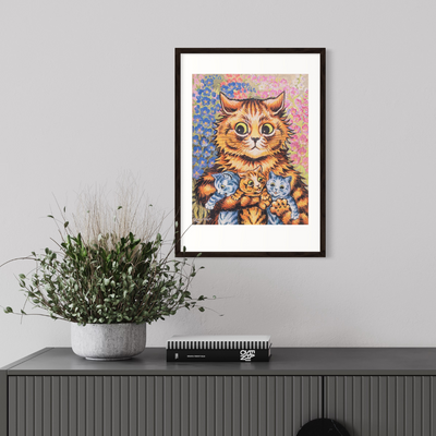 Louis Wain Art Print - A Cat with her Kittens